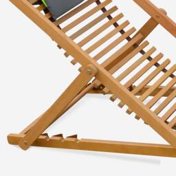 sweeek Pair Of Slatted Wooden Deck Chairs in Light Brown - thumbnail 3