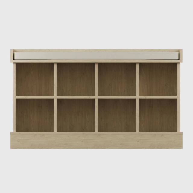 FORGEVIO Shoe Bench Oak Storage Compartments in Brown - image 1