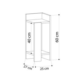 Decortie Elos 25cm Right-Side Bedside Cabinet with Drop-Down Door, Dark Oak in Off-White - Size: 1 Pack - thumbnail 6