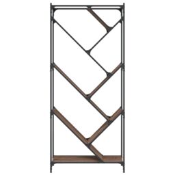 Berkfield Home Bookcase Brown Oak 79x30x180 cm Engineered Wood & Metal - Size: 79 x 30 x 180 cm - thumbnail 5