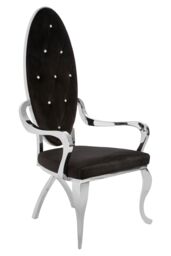 Orsina Luxurious Design Silver Baroque Chair, Comfortable Dining Chair For Kitchen, Comfortable Velvet Dining Chair - thumbnail 2