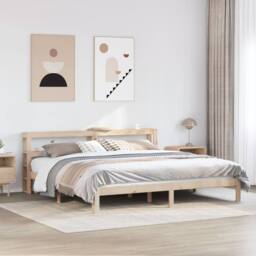 Berkfield Home Beautiful Bed Frame with Headboard without Mattress 180x200 cm Su in Light Brown - Size: Super King - thumbnail 2