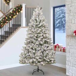 Berkfield Home Artificial Christmas Tree Green & White 270 cm PVC & Metal - thumbnail 1