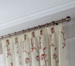 Luxury Living Exe Embroidery Lined Voile Curtains in Red - Size: 148 cm width x 137 cm drop - thumbnail 3