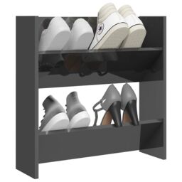 Berkfield Home Wall Shoe Cabinet High Gloss Grey 60x18x60 cm Engineered Wood - Size: 60 x 18 x 60 cm - thumbnail 3