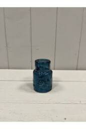 KDMD Small Blue Textured Candle Holder - thumbnail 1
