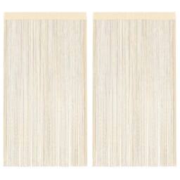 Berkfield Home String Curtains 2 pcs 140x250 cm Cream - thumbnail 2