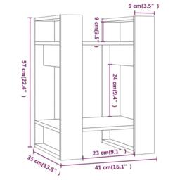 Berkfield Home Book Cabinet/Room Divider White 41x35x57 cm Solid Wood Pine - Size: 41 x 35 x 57 cm - thumbnail 8