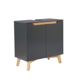 Home Source Bathroom Under Sink Basin Storage Cupboard Shelving Furniture in Dark Grey - thumbnail 7