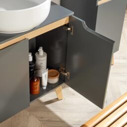 Home Source Bathroom Under Sink Basin Storage Cupboard Shelving Furniture in Dark Grey - thumbnail 4