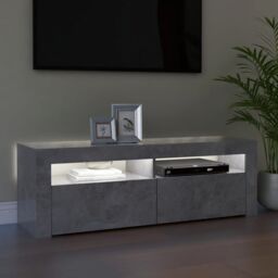 Berkfield Home TV Cabinet with LED Lights Concrete Grey 120x35x40 cm - Size: 120 x 35 x 40 cm - thumbnail 4