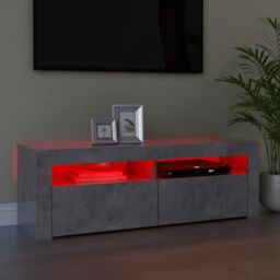 Berkfield Home TV Cabinet with LED Lights Concrete Grey 120x35x40 cm - Size: 120 x 35 x 40 cm - thumbnail 5