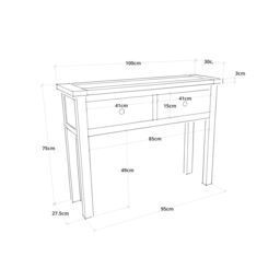 Cabinet Bits Lugo Waxed 2 Drawer Console Table Brass Knob in Light Brown - thumbnail 6