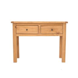 Cabinet Bits Lugo Waxed 2 Drawer Console Table Brass Knob in Light Brown - thumbnail 1