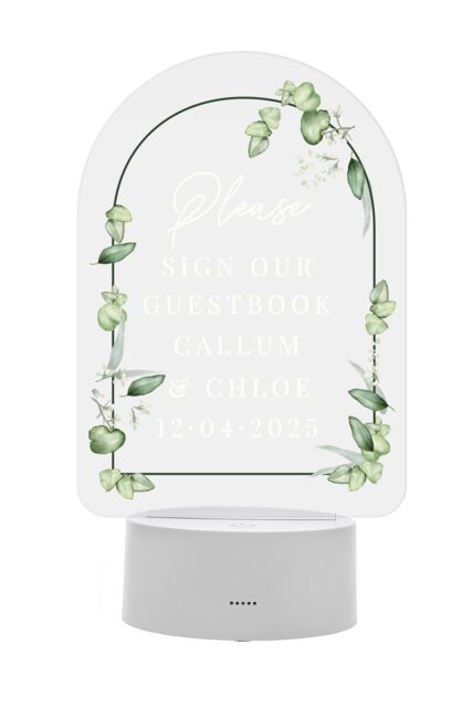 Personalised Memento Company Personalised Botanical Wedding LED Colour Changing Light in White - image 1