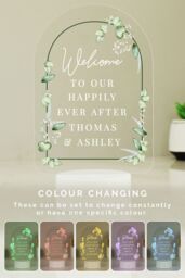 Personalised Memento Company Personalised Botanical Wedding LED Colour Changing Light in White - thumbnail 3
