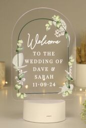 Personalised Memento Company Personalised Botanical Wedding LED Colour Changing Light in White - thumbnail 4