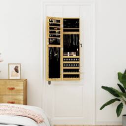 Berkfield Home Mirror Jewellery Cabinet Wall Mounted 30x8.5x106 cm in Brown