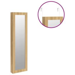 Berkfield Home Mirror Jewellery Cabinet Wall Mounted 30x8.5x106 cm in Brown - thumbnail 9