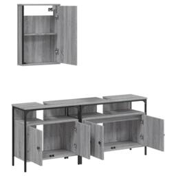 Berkfield Home Durable 3 Piece Bathroom Furniture Set Grey Sonoma Engineered Wood - thumbnail 5