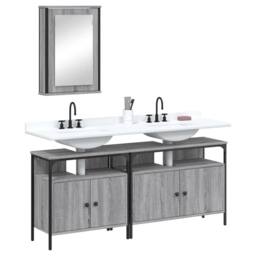 Berkfield Home Durable 3 Piece Bathroom Furniture Set Grey Sonoma Engineered Wood - thumbnail 2