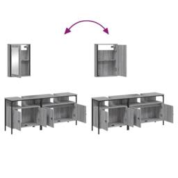 Berkfield Home Durable 3 Piece Bathroom Furniture Set Grey Sonoma Engineered Wood - thumbnail 9