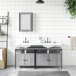 Berkfield Home Durable 3 Piece Bathroom Furniture Set Grey Sonoma Engineered Wood - thumbnail 1
