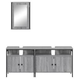 Berkfield Home Durable 3 Piece Bathroom Furniture Set Grey Sonoma Engineered Wood - thumbnail 6