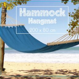 EONLION Blue Outdoor Garden Canvas Hammock Swinging Hanging Camping Travel Bed Lounger - thumbnail 2