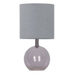 First Choice Lighting Set of 2 Buck - Clear Glass Globe Table Lamps with Grey Cotton Shade - thumbnail 2