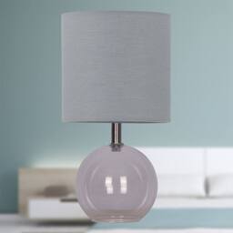 First Choice Lighting Set of 2 Buck - Clear Glass Globe Table Lamps with Grey Cotton Shade - thumbnail 5