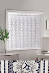 Tyrone Textiles White Floral Textured Voile Louvre Vertical Pleated Window Blind Panel - Size: 183 cm width x 183 cm drop