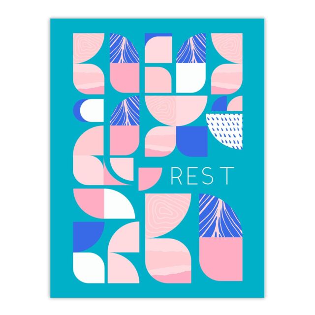 "Wee Blue Coo Wall Art Print Chill Pattern Rest Quote Affirmation Calm Teal Spa Poster in Blue - Size: W24"" x H32""" - image 1