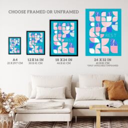 "Wee Blue Coo Wall Art Print Chill Pattern Rest Quote Affirmation Calm Teal Spa Poster in Blue - Size: W24"" x H32""" - thumbnail 3
