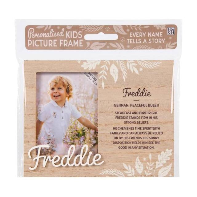 History & Heraldry Personalised Kids Wooden Picture Frame - Freddie in Brown