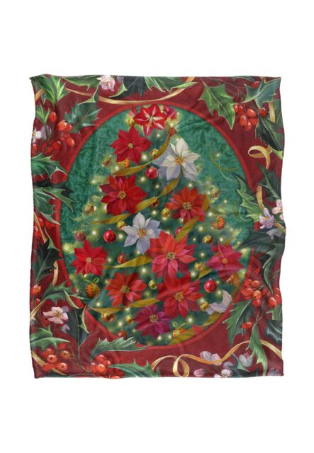 JQ Licensing Lc-Jp Spirit of Christmas Poinsettias Silky Touch Super Soft Throw Blanket 152 X 127 cm in White - image 1