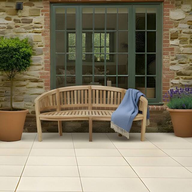 Charles Bentley Solid Wooden Teak Garden Outdoor San Diego Bench 5.2Ft 3 Seater in Natural