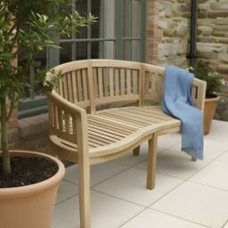 Charles Bentley Solid Wooden Teak Garden Outdoor San Diego Bench 5.2Ft 3 Seater in Natural - thumbnail 2