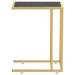 Berkfield Home Computer Side Table Black Marble 50x35x65 cm Tempered Glass - Size: 50 x 35 x 65 cm - thumbnail 4