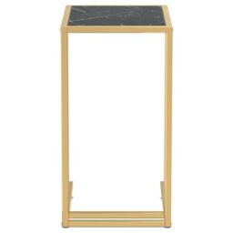 Berkfield Home Computer Side Table Black Marble 50x35x65 cm Tempered Glass - Size: 50 x 35 x 65 cm - thumbnail 3