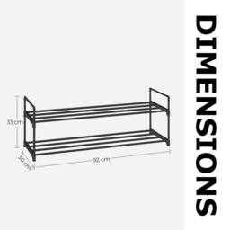 Pirlo Plush 2 Tier Metal Shoe Storage Rack With Slats in Black - thumbnail 7