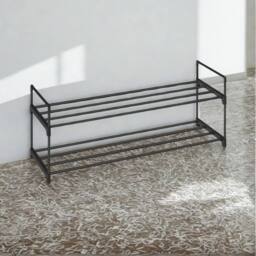Pirlo Plush 2 Tier Metal Shoe Storage Rack With Slats in Black - thumbnail 5