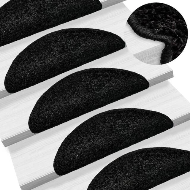 Berkfield Home Stair Mats 10 pcs 56x17x3 cm Black - Size: Medium - image 1