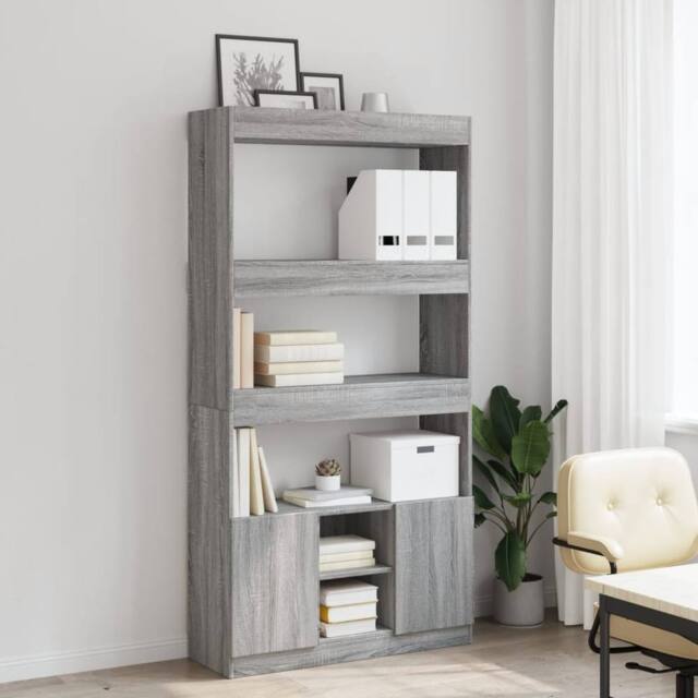 Berkfield Home Highboard¬†Grey Sonoma 92x33x180 cm Engineered Wood in Grey - Size: 92 x 33 x 180 cm - image 1