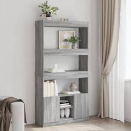 Berkfield Home Highboard¬†Grey Sonoma 92x33x180 cm Engineered Wood in Grey - Size: 92 x 33 x 180 cm - thumbnail 2