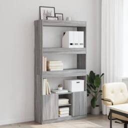 Berkfield Home Highboard¬†Grey Sonoma 92x33x180 cm Engineered Wood in Grey - Size: 92 x 33 x 180 cm