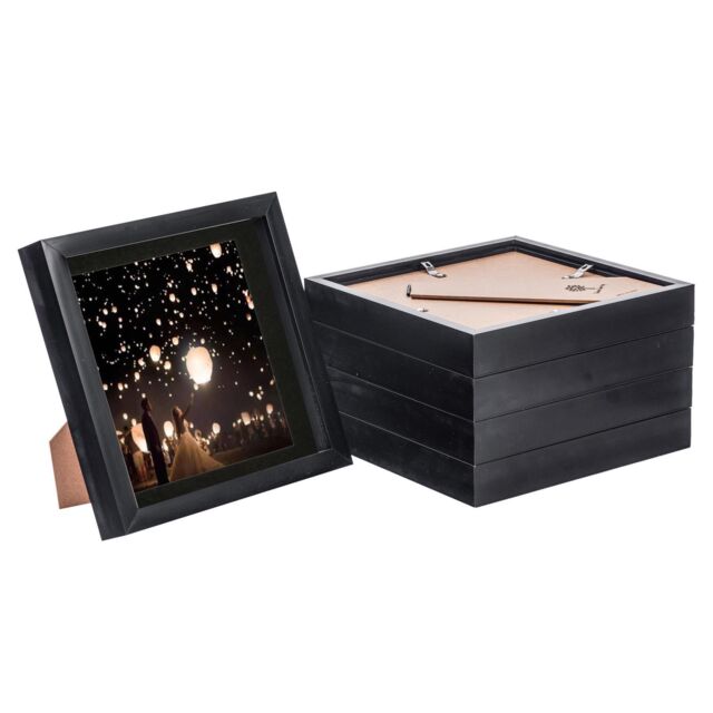 "Nicola Spring 3D Box Photo Frames - 8 x 8"" with 6 x 6"" Mount - Ivory Mount - Pack of 5 in Black" - image 1