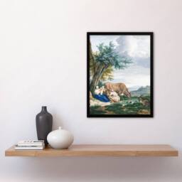 Artery8 Aert Schouman Framed Wall Art Peasant Family in a Landscape with Cattle - Size: A4 - thumbnail 2