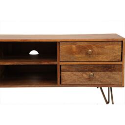 Jaipur Furniture Ltd Nyack TV unit - Mango Wood/Iron - L40 x W120 x H50 cm - Light Brown with Natural Rattan - Assembly Required - thumbnail 8