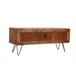 Jaipur Furniture Ltd Nyack TV unit - Mango Wood/Iron - L40 x W120 x H50 cm - Light Brown with Natural Rattan - Assembly Required - thumbnail 4